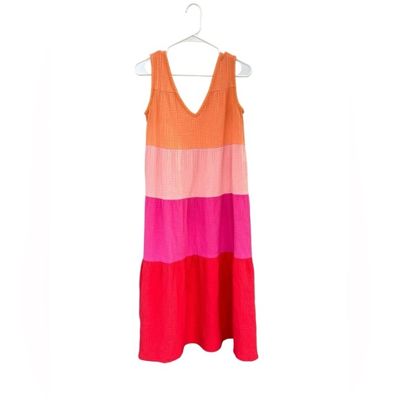 Marine Layer Corinne Double Cloth Maxi Dress - Size Small - Pink Orange - Picture 7 of 10